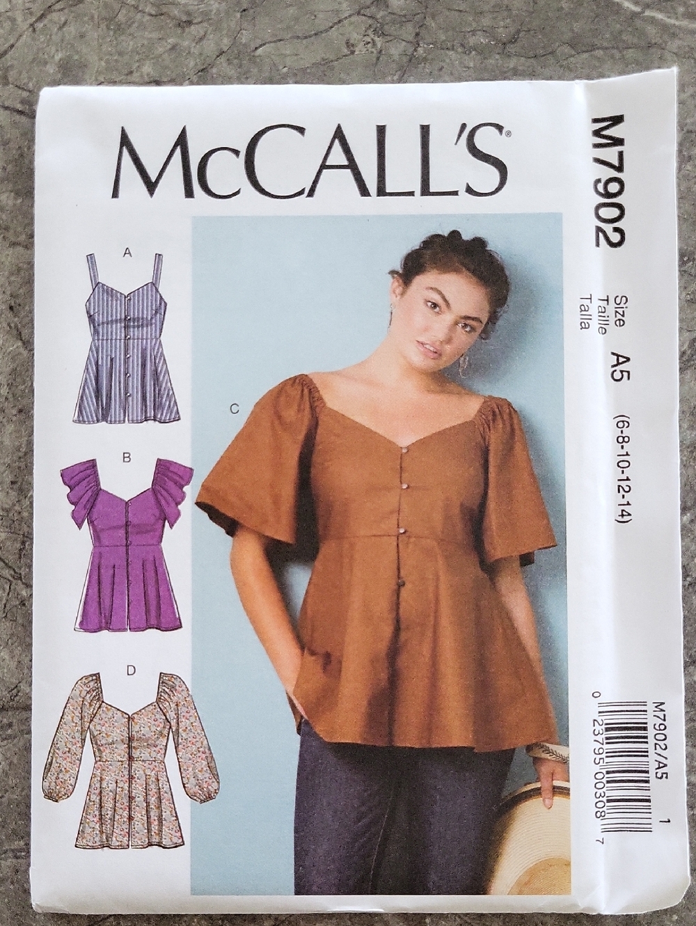 2/$10 McCall's #M7902 Womens Puff-Sleeve Tunic Top Pattern